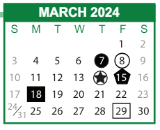 District School Academic Calendar for Adult Education for March 2024