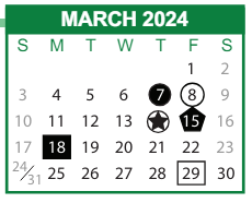 District School Academic Calendar for Mercer Middle School for March 2024