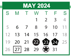 District School Academic Calendar for Jacob G. Smith Elementary School for May 2024