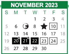 District School Academic Calendar for Savannah Arts Academy for November 2023