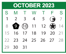 District School Academic Calendar for Oglethorpe Academy for October 2023