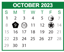 District School Academic Calendar for Adult Education for October 2023