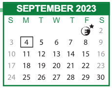 District School Academic Calendar for Low Elementary School for September 2023