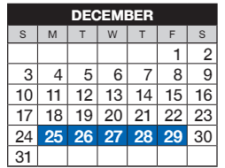 District School Academic Calendar for Willow Creek Elementary School for December 2023