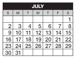 District School Academic Calendar for Sunrise Elementary School for July 2023