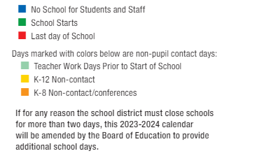 District School Academic Calendar Legend for Cimarron Elementary School