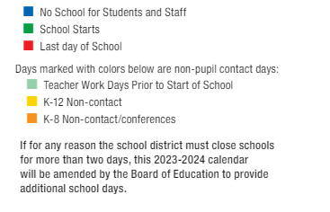 District School Academic Calendar Legend for Sunrise Elementary School