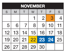 District School Academic Calendar for Holly Hills Elementary School for November 2023