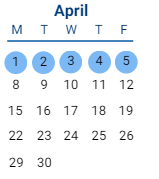 District School Academic Calendar for Camelot Elementary for April 2024