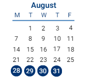 District School Academic Calendar for Deep Creek Elementary for August 2023