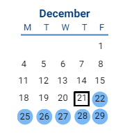 District School Academic Calendar for Deep Creek Elementary for December 2023
