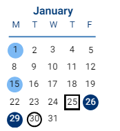 District School Academic Calendar for Portlock Primary for January 2024