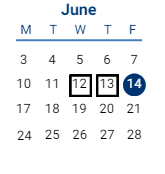 District School Academic Calendar for Grassfield Elementary for June 2024