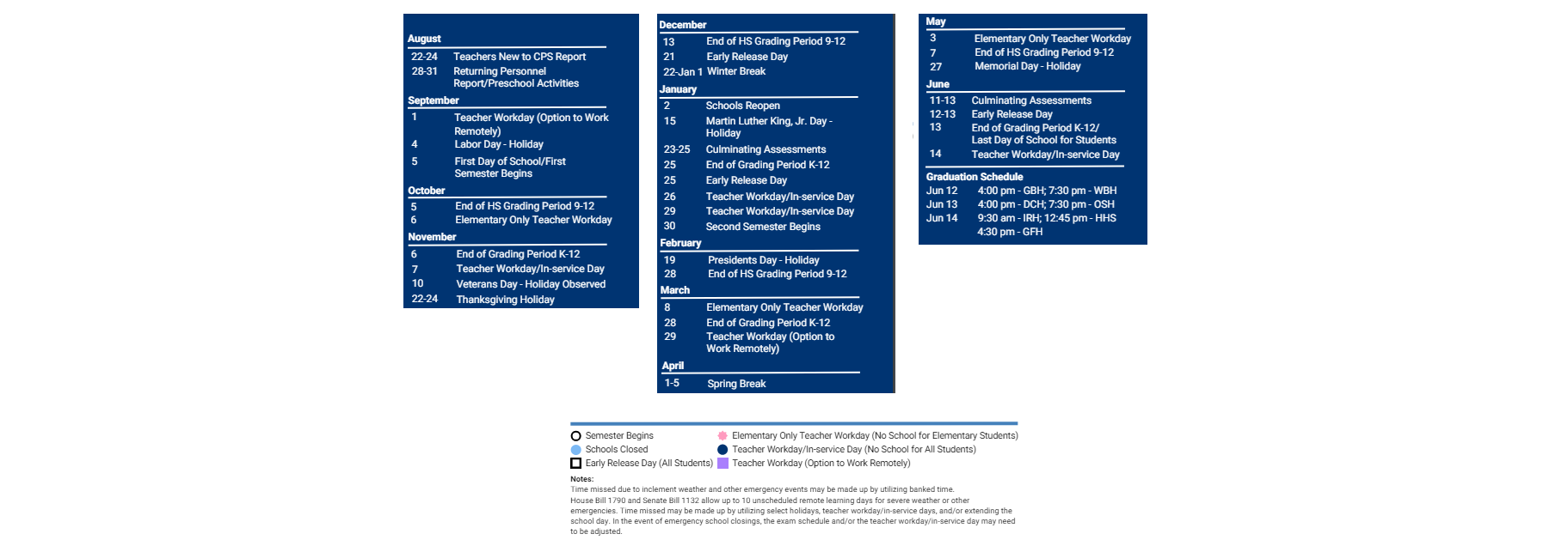 District School Academic Calendar Key for Chesapeake Alternative