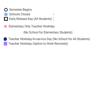 District School Academic Calendar Legend for Grassfield Elementary