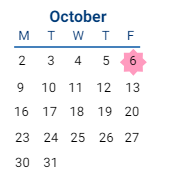 District School Academic Calendar for Grassfield Elementary for October 2023