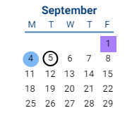 District School Academic Calendar for Chesapeake Alternative for September 2023