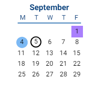 District School Academic Calendar for Hickory Elementary for September 2023