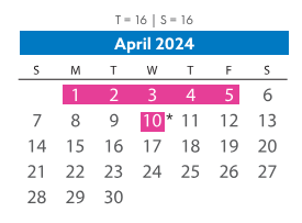 District School Academic Calendar for Robious Middle for April 2024