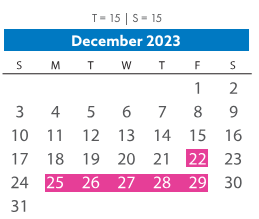 District School Academic Calendar for Robious Middle for December 2023