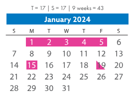 District School Academic Calendar for Woolridge Elementary for January 2024