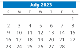 District School Academic Calendar for Woolridge Elementary for July 2023