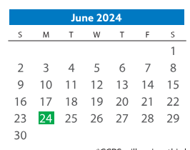 District School Academic Calendar for Woolridge Elementary for June 2024