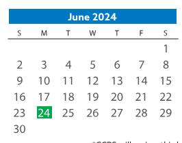 District School Academic Calendar for Robious Middle for June 2024