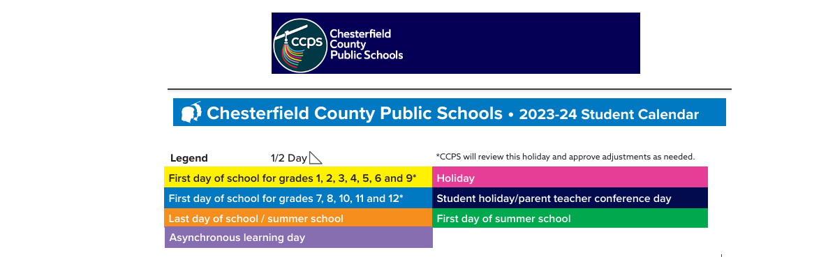 District School Academic Calendar Key for Falling Creek Elementary