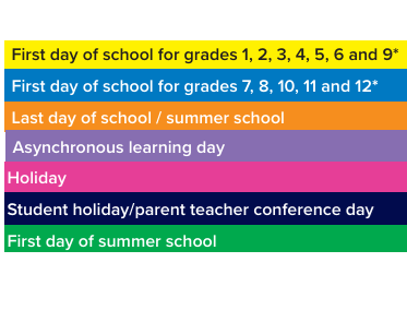 District School Academic Calendar Legend for Robious Middle
