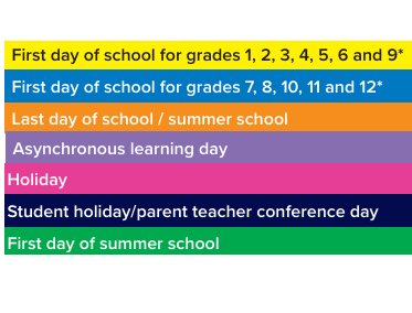 District School Academic Calendar Legend for Falling Creek Elementary