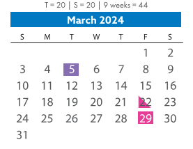 District School Academic Calendar for Woolridge Elementary for March 2024