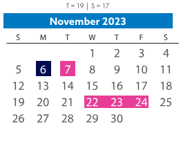 District School Academic Calendar for Woolridge Elementary for November 2023