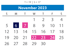 District School Academic Calendar for Robious Middle for November 2023