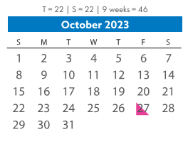 District School Academic Calendar for Woolridge Elementary for October 2023