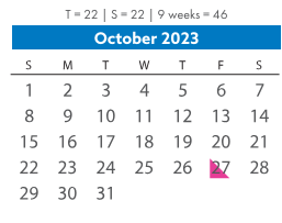 District School Academic Calendar for Robious Middle for October 2023