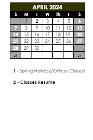 District School Academic Calendar for Sunnydale Elem School for April 2024