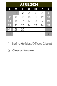 District School Academic Calendar for Huff Elem School for April 2024