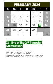 District School Academic Calendar for South Elgin High School for February 2024