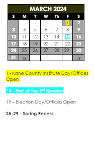 District School Academic Calendar for Oakhill Elem School for March 2024