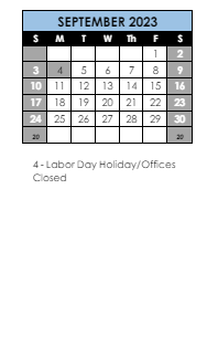 District School Academic Calendar for Fox Meadow Elementary School for September 2023