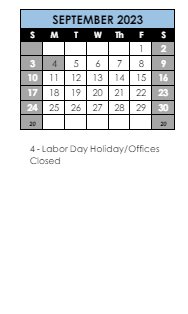 District School Academic Calendar for Oakhill Elem School for September 2023