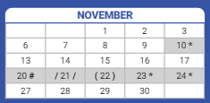 District School Academic Calendar for Clemente Community Academy HS for November 2023
