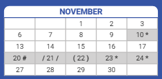 District School Academic Calendar for Bradwell Comm Arts & Sci Elementary Sch for November 2023