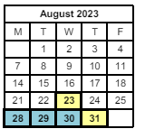 District School Academic Calendar for Chicopee Academy for August 2023