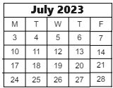 District School Academic Calendar for Chicopee Academy for July 2023