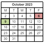 District School Academic Calendar for Chicopee Academy for October 2023