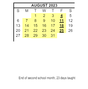 District School Academic Calendar for Olympicview Elementary for August 2023