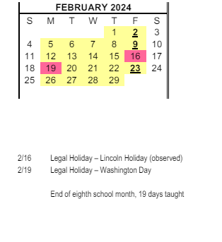 District School Academic Calendar for Juarez-lincoln Elementary Yr for February 2024