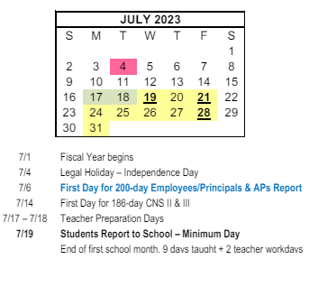 District School Academic Calendar for Valley Vista Elementary for July 2023